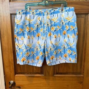 Club Room Blue and Orange Palm Swim Trunks